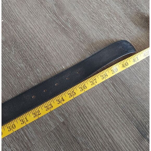 Leatherock Ladies Genuine Black Leather Belt Rhinestone Buckle Size Medium 34 main image 7